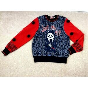Spencer’s Ghost Face Scream Just The Tip Light Up Ugly Christmas Sweater XL